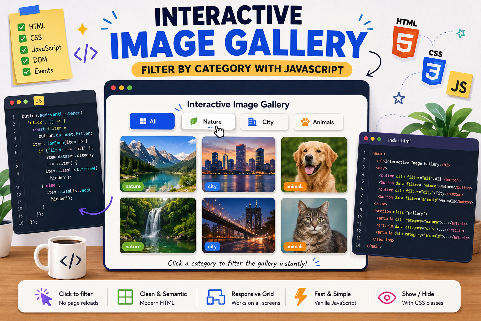 Build an Interactive Image Gallery with HTML, CSS, and JavaScript
