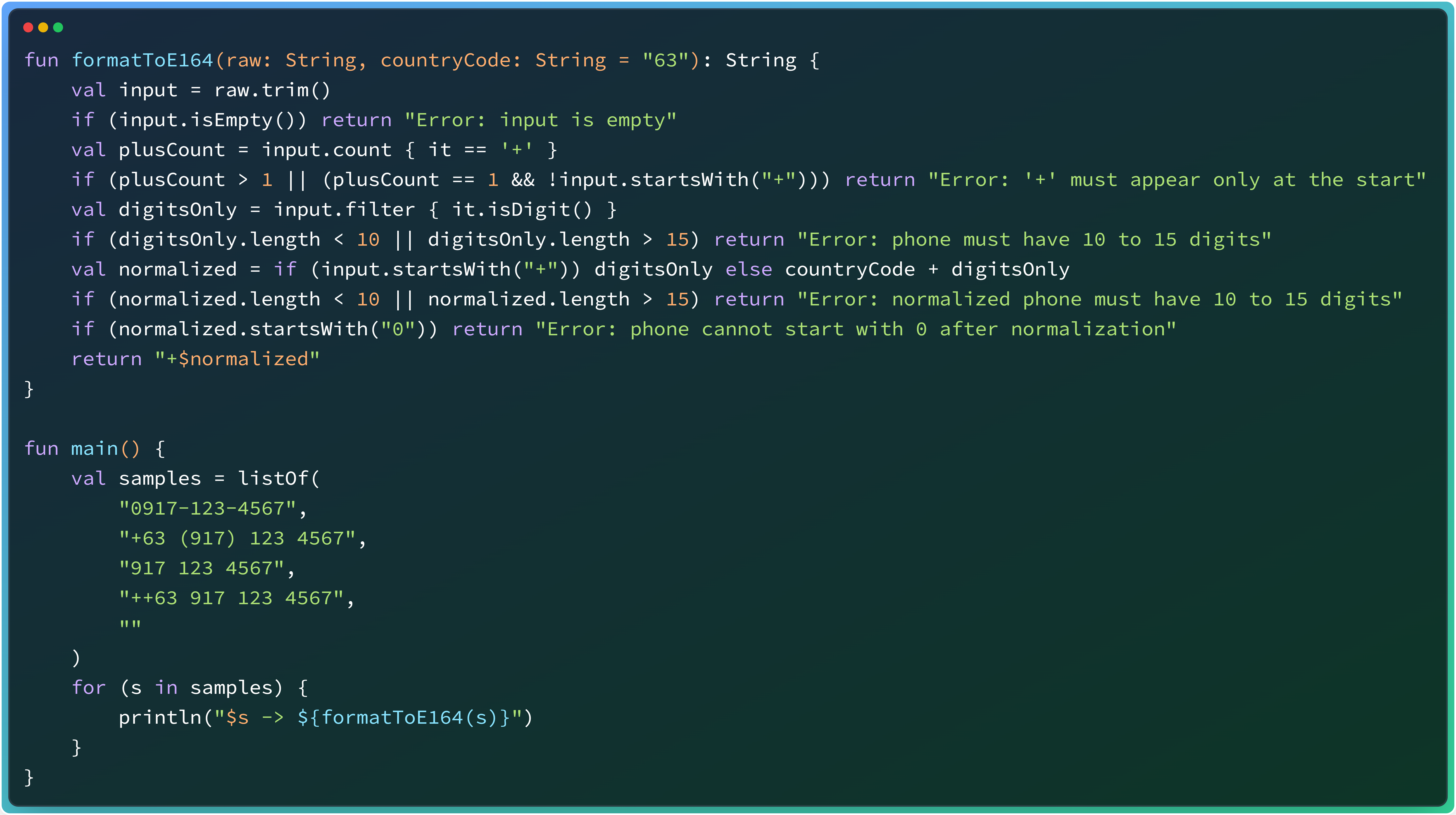 Validate and Format Phone Numbers into E.164